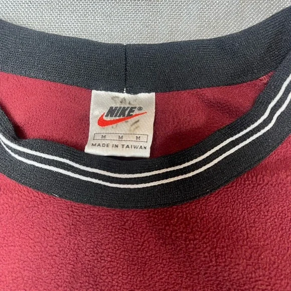 Vintage Nike Fleece Sweatshirt Mens M Red Pullover Swoosh Athletic Crewneck 90s - Picture 5 of 9